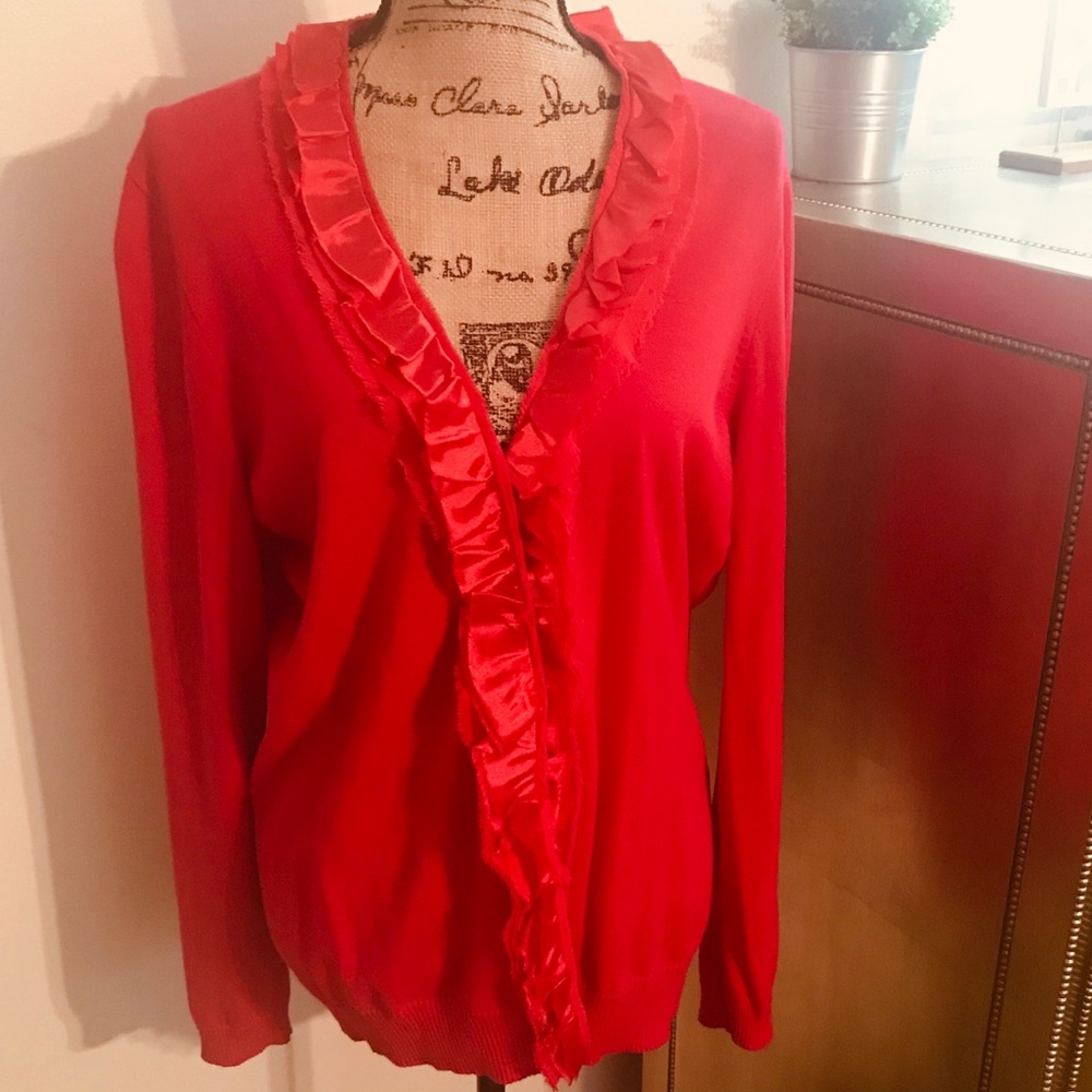 TAHARI RED CARDIGAN